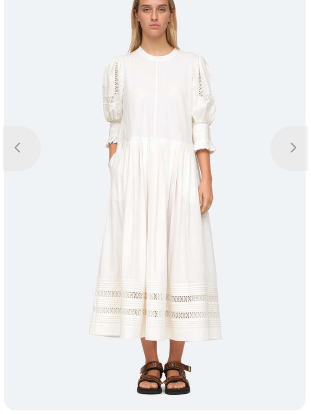 Sea New York Thora Combo Eyelet Midi Dress